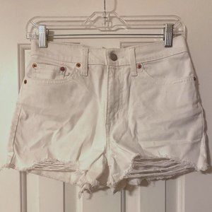 Levi's High Rise White Jean Shorts